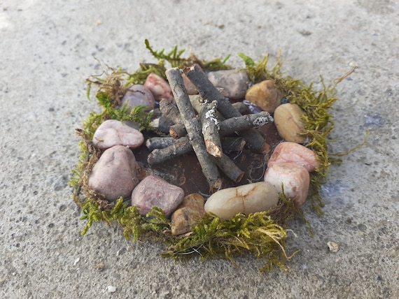 Fairy Garden Fire Pit, Miniature garden accessory, mini garden accessories, mini supply, Fairy Garden Firepit, Miniature Camp, Dollhouse pit