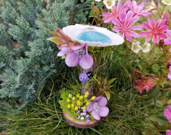 Fairy Garden Birdbath, Shell Birdbath, Miniature Fairy Garden, Fairy Accessories, Miniature Birdbath, Fairy Garden Accessory, Fairy Garden