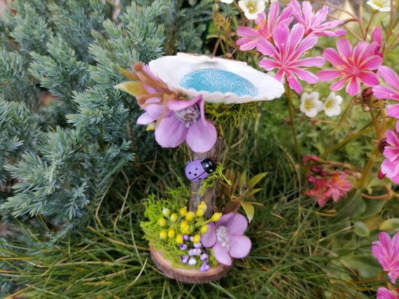 Fairy Garden Birdbath, Shell Birdbath, Miniature Fairy Garden, Fairy Accessories, Miniature Birdbath, Fairy Garden Accessory, Fairy Garden