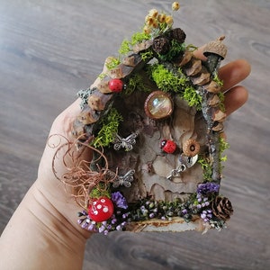 Fairy door, wooden fairy door, fairy garden accessories, fairy door for tree, fairy house door, wood door, miniature door, bark door