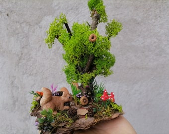 Miniature squirrel, fairy garden accent, squirrel figuirine, fairy garden, animal figurine, fairy garden animals, fairy accessories, gift
