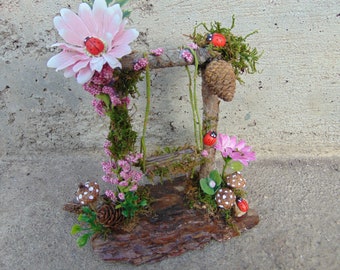 Fairy garden swing, Miniature swing, Fairy Accessories, Garden Swing, Dolls Swing, Dolls House Swing, Fairy firniture, OOAK swing, fairies