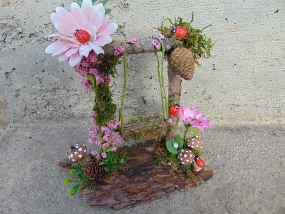 Fairy garden swing, Miniature swing, Fairy Accessories, Garden Swing, Dolls Swing, Dolls House Swing, Fairy firniture, OOAK swing, fairies