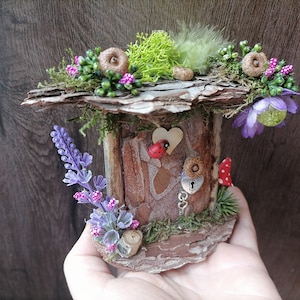 Fairy door, wooden fairy door, fairy garden accessories, fairy door for tree, fairy house door, wood door, miniature door, bark door