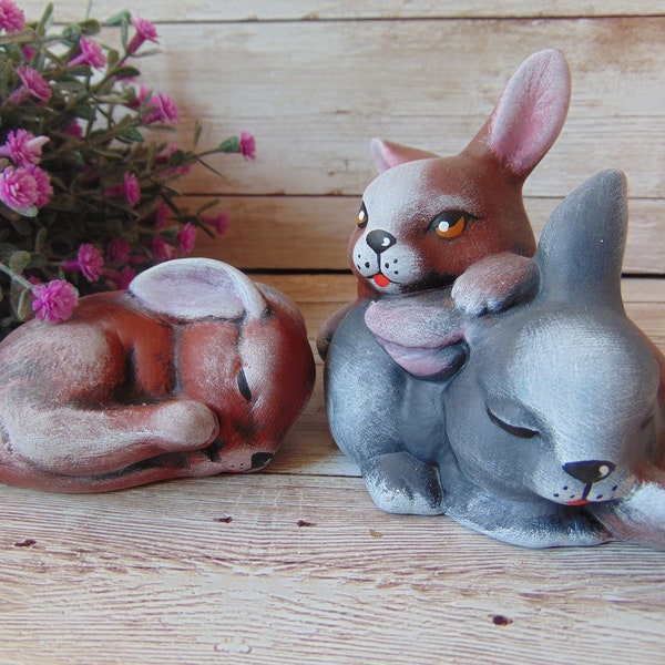 Bunny Family Garden Statue Etsy