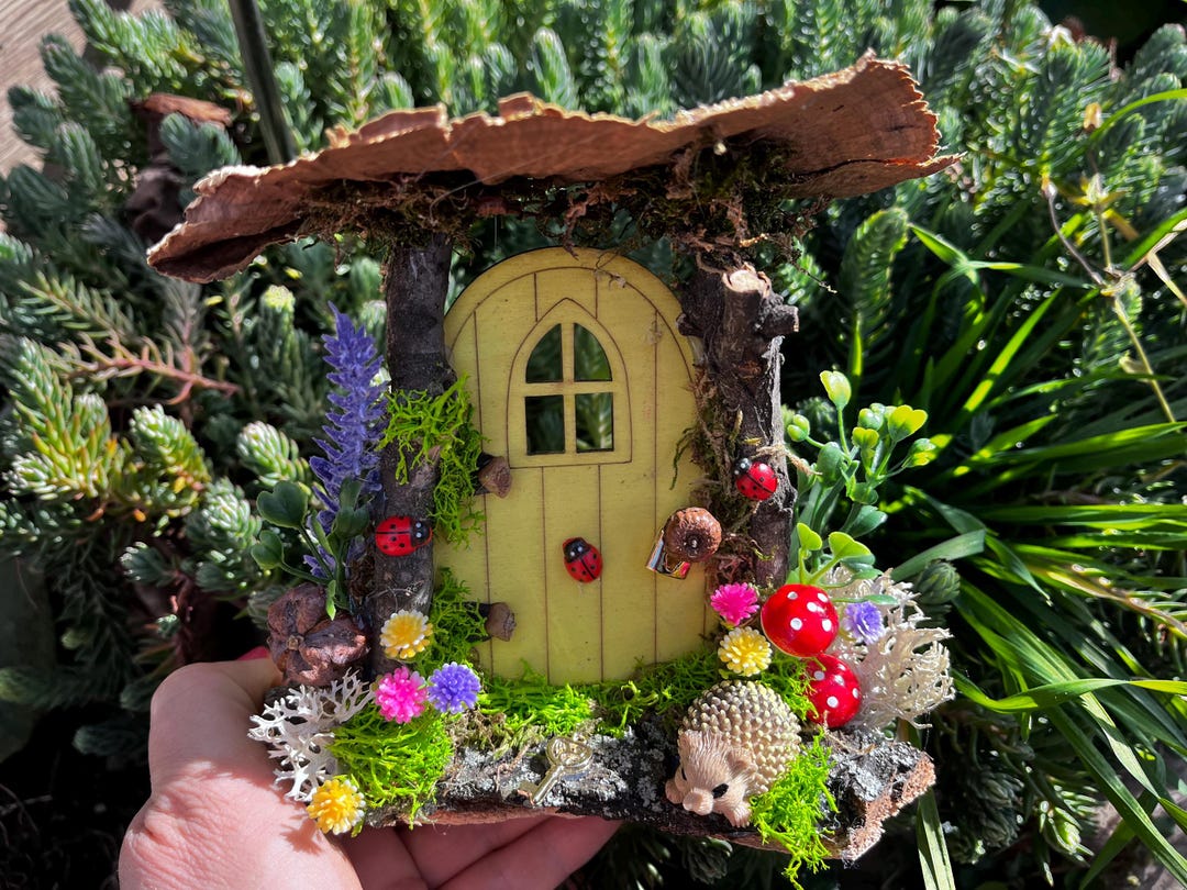 Autumn Fairy Door With Hedgehog, Wooden Fairy Door, Fairy Garden ...