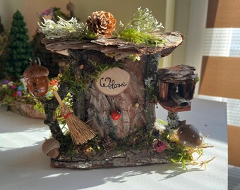 Fairy door, wooden fairy door, fairy garden accessories, fairy door for tree, fairy house door, wood door, miniature door, bark door