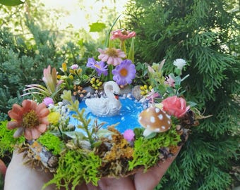 Fairy Duck Pond, Miniature Garden Accessory, Fairy garden pond, Fairy Garden Accessories, Terrarium Pond, Fairy Garden Supplies, Duck pond