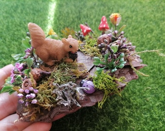 Miniature squirrel, fairy garden accent, squirrel figuirine, fairy garden, animal figurine, fairy garden animals, fairy accessories, gift