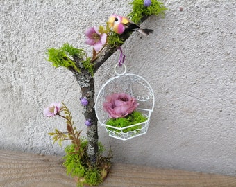 Cage swing, Fairy metal cage, mini swing, Miniature fairy garden, Fairy garden swing, Miniature swing, mini metal swing, fairy accessories