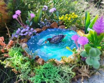 Fairy Duck Pond, Miniature Garden Accessory, Fairy garden pond, Fairy Garden Accessories, Terrarium Pond, Fairy Garden Supplies, Duck pond