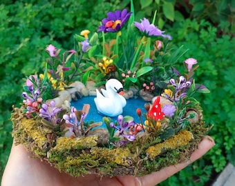 Miniature pond, Fairy Garden Accessories, Terrarium Pond, Fairy Supplies, Duck pond, Garden Pond, Fairy Garden, Fairy Pond, dollhouse pond