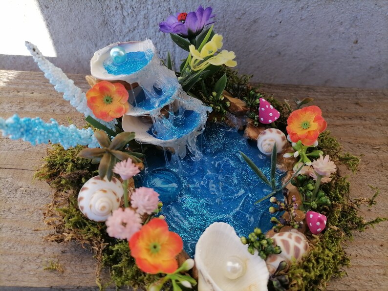 Fairy Garden Pond Fairy Fountain Shell Art Miniature Etsy