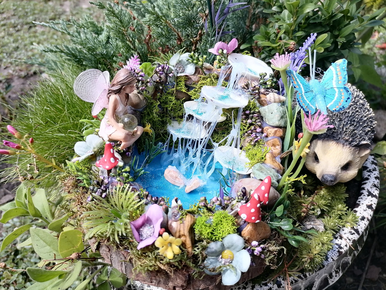 OOAK Sea Shell Pond Fairy Pond Sea Shell Waterfall Fairy - Etsy
