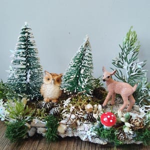 Winter scene, Christmas deer, Miniature deer, deer figuirine, fairy garden, animal figurine, fairy garden animals, Christmas fairy garden
