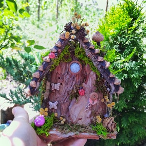 Fairy door, wooden fairy door, fairy garden accessories, fairy door for tree, fairy house door, wood door, miniature door, bark door