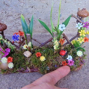 Fairy garden fence, Dollhouse fence, Fairy flowers, Easter garden, Fairy garden bird, Miniature bird, Fence with bird, Fairy landscape