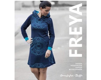 Hoodie dress PDF sewing pattern / sweat dress 34-44 in German, sweater dress Freya from Graustufe-Stoffe