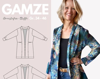 PDF sewing pattern: Blazer / Cardigan Gamze by Graustufen-Stoffe, size 34- 46 in German