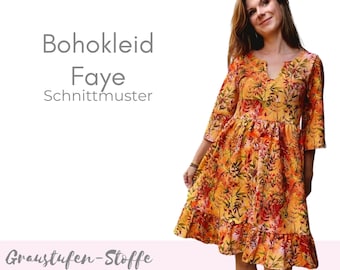 Boho dress PDF pattern / dress with flounces as a Bohemian dress 34-46 in German