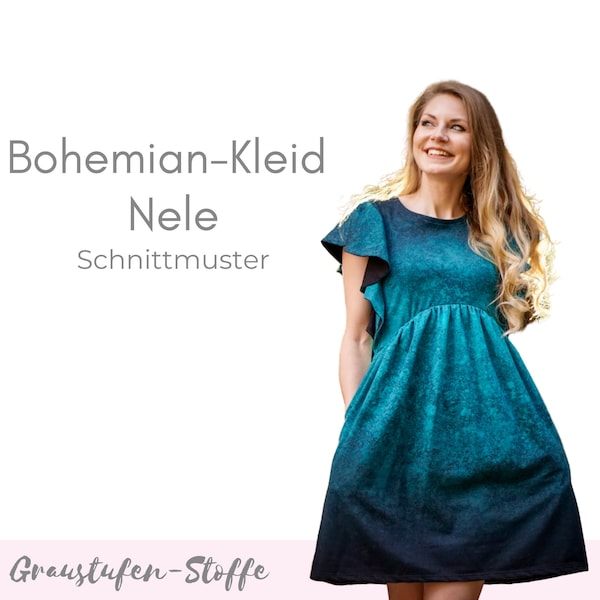 Bohemian dress PDF sewing pattern / dress with flounces as a boho dress 34-50 in German