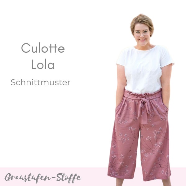 Culotte pattern, summer trousers in trouser skirt style as PDF pattern in size 34-50 of grayscale fabrics