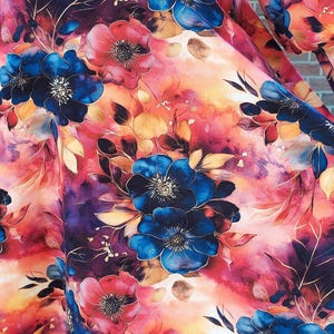 Printed floral jersey fabric by the meter - cotton print - cotton jersey - fabric by the meter - 50 x 150 cm image 11