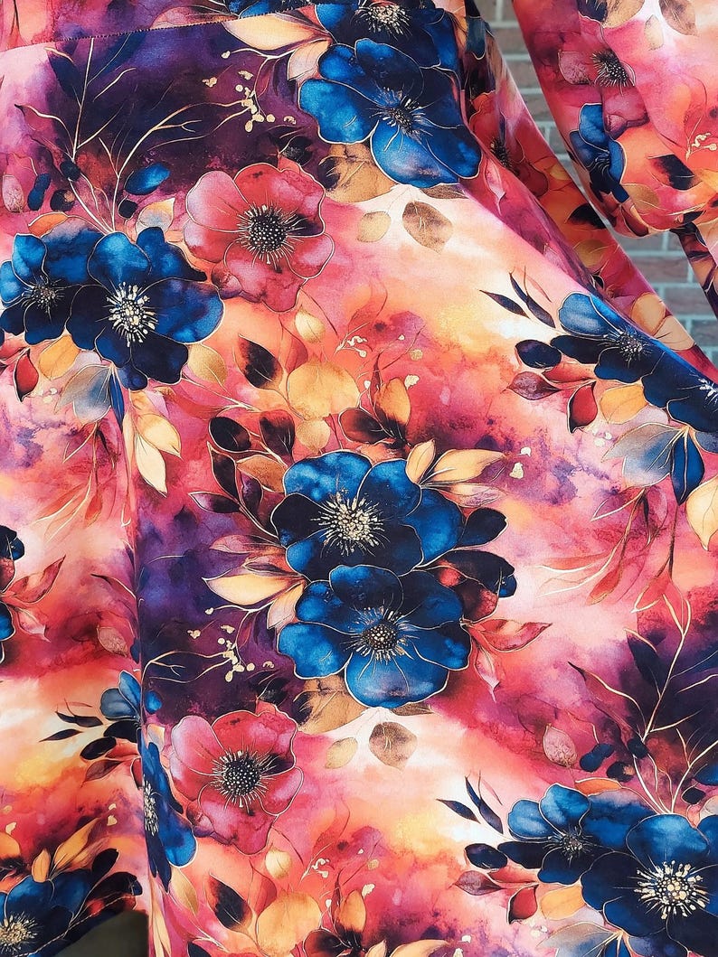 Printed floral jersey fabric by the meter - cotton print - cotton jersey - fabric by the meter - 50 x 150 cm image 11