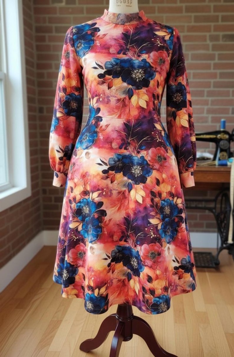Printed floral jersey fabric by the meter - cotton print - cotton jersey - fabric by the meter - 50 x 150 cm image 3