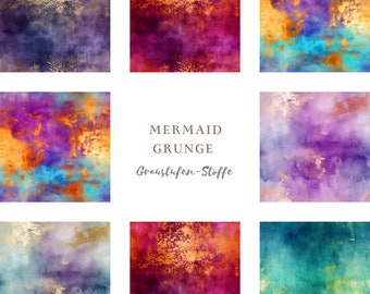 Jersey Grunge fabric by the meter, greyscale fabrics, in-house production Mermaid Grunge, spring fabric, apparel fabric, cotton jersey