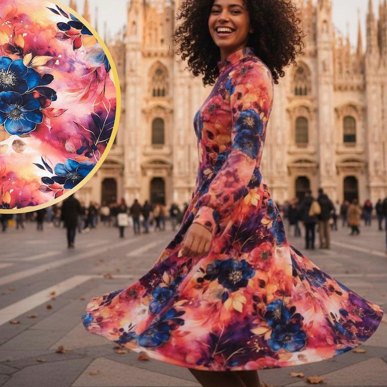 Printed floral jersey fabric by the meter - cotton print - cotton jersey - fabric by the meter - 50 x 150 cm image 13