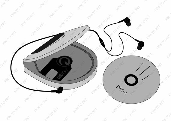Discman Compact Disc Music Svg Png Jpg Illustration Etsy