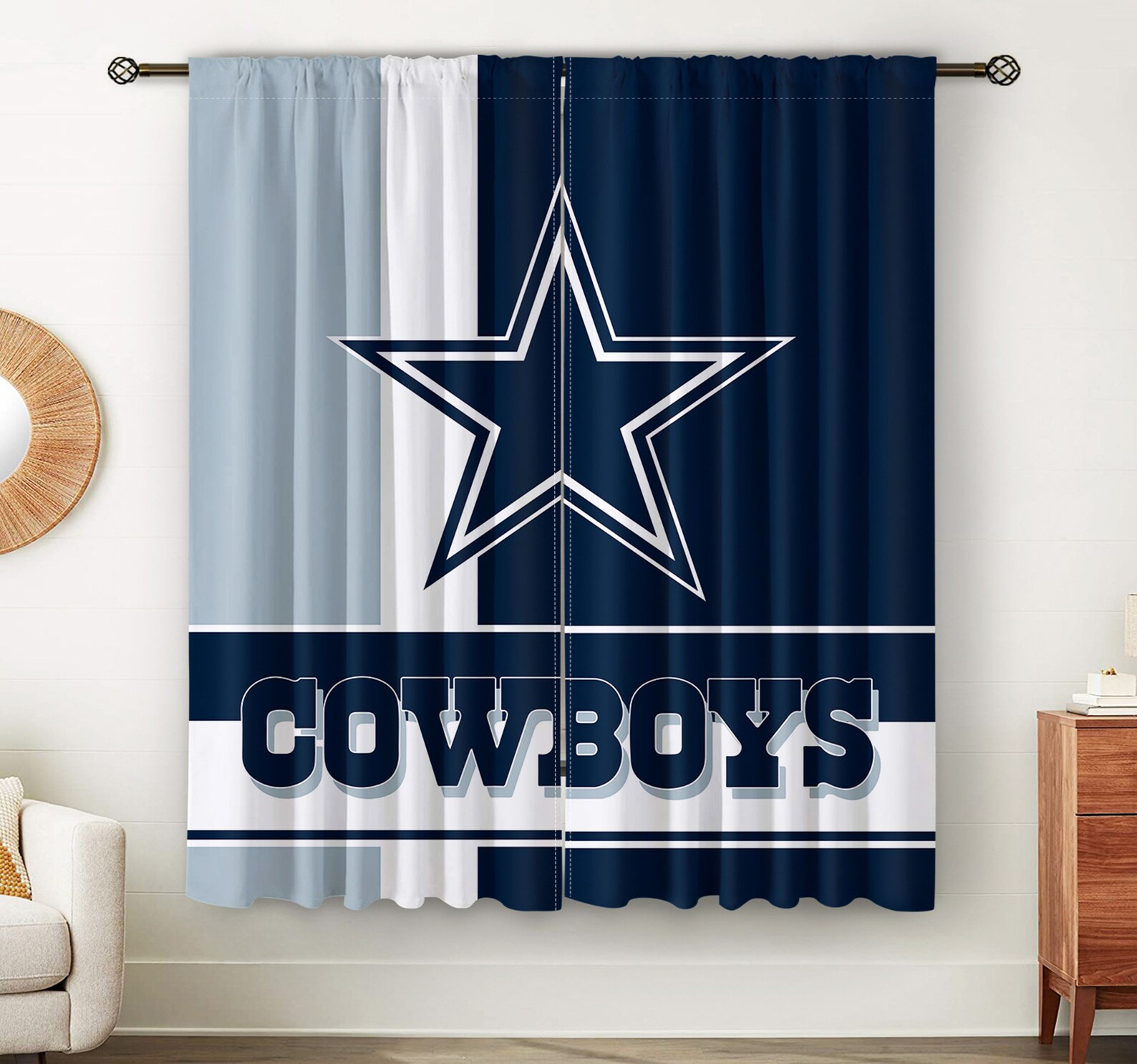 Customed Dallas Cowboys Logo Printed Over Nfl Window Curtain Etsy