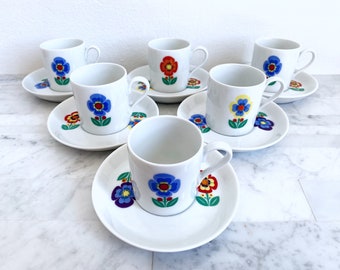 Vintage Copie L’Ancien Limoges porcelain espresso set, coffee set - 6 piece set with cups and saucers from the 1970s