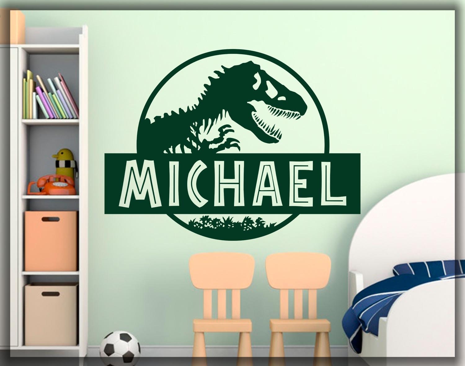 Jurassic Park name wall decal Jurassic World decal child's Etsy