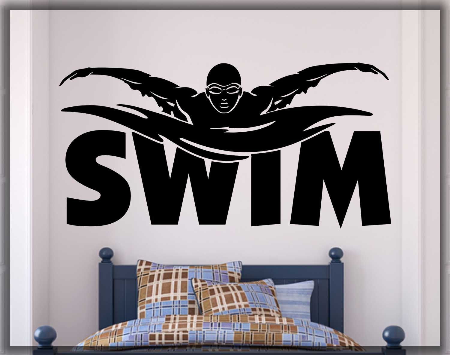 Swim wall decal swimming pool home art decal swimmer decal Etsy