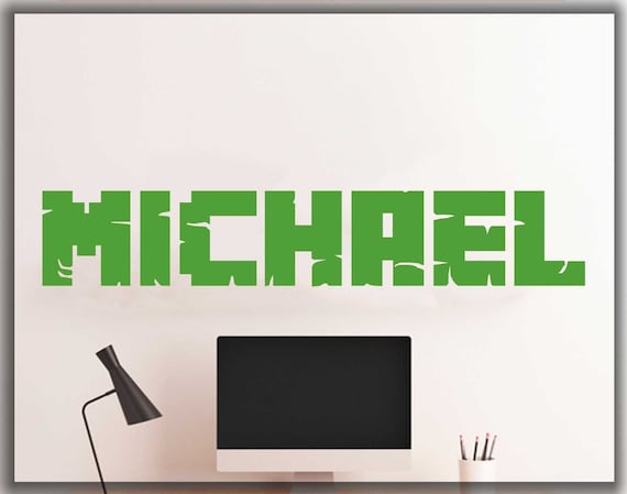 Personalized Name In Minecraft Styleunofficial Wall Decal Etsy
