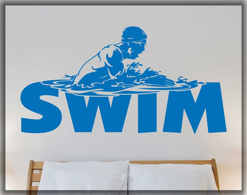 Swim wall decal swimming pool home art decal breaststroke Etsy