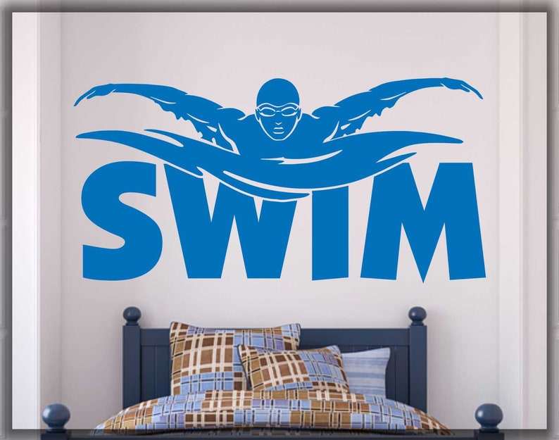 Swim wall decal swimming pool home art decal swimmer decal Etsy