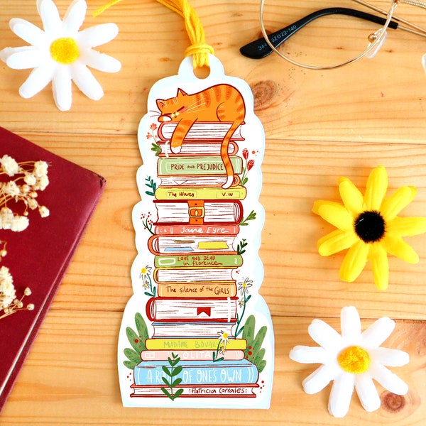 Sleeping Cat Holographic Bookmark with tassel | Cute Cat Bookmark, Kawaii Cat bookmark, Bookworns gift, Cute Stationery, Kawaii bookmark