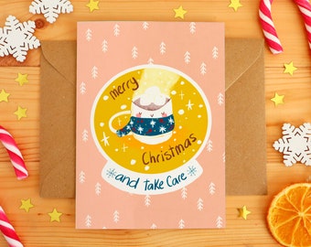 Kawaii Mug Christmas Card  | Cute mug card, Family Christmas cards, adorable greeting cards, gift for her, Merry Christmas Greeting Card