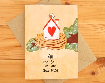All the Best in Your New Nest Card | For Him, For Her, Congratulations On Your New Home Card, Moving Day Card, Housewarming card, Moving day