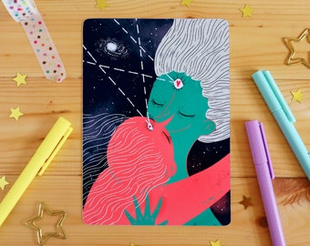 Space Couple | Queer print, Love is love art, Empowering prints, Space Wall Art, Empowering wall art, LGBTI art print, love postcard, queer