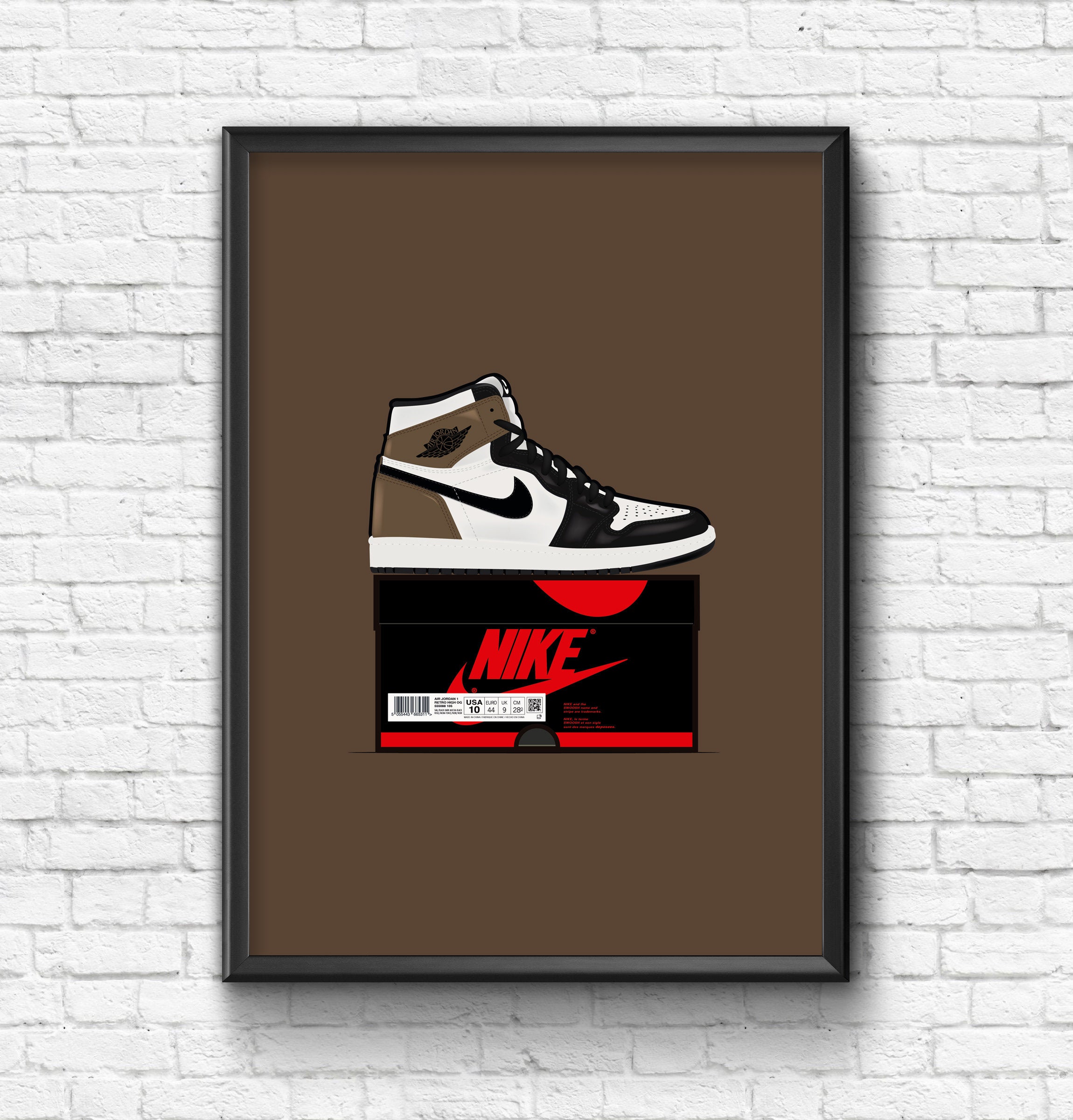 Air Jordan 1 Dark Mocha, Retro, Travis Scott, Sneaker, Swoosh, Nike, Box  Fresh, Trainers, Carolina, Modern Print, A3 420mm X 297mm -  Israel