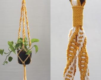 Macrame Plant hanger made from recycled cotton Colourful modern hanging flower pot holder