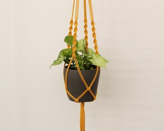 Macrame plant hanger, modern hanging flower pot, sustainable living, recycled cotton, xmas gift, autumn shades