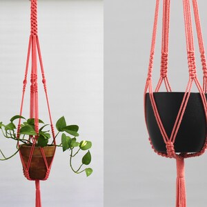 Macrame Plant hanger made from recycled cotton Colourful modern hanging flower pot holder