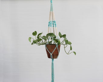 Macrame Hanging Planter - Cotton Plant Hanger -  Colourful Fruit Basket Holder -  Housewarming Present - Gift for a Plant Lover