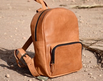 City backpack leather backpack daypack leather - Temara