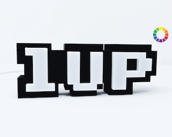 1 Up USB Led Light Sign Box / Retro Gaming Light Box / USB LED Gaming Light / Gaming Room Light